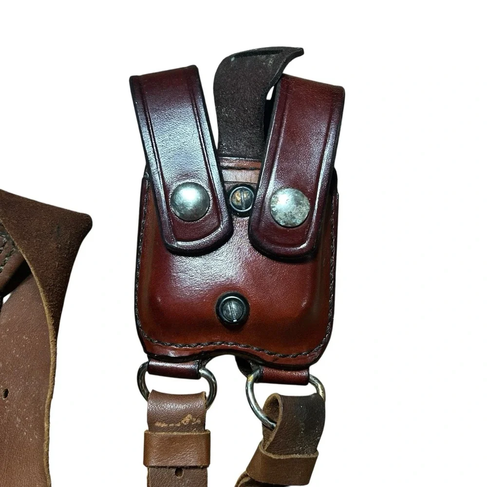 Don Hume Leather Holster Straps Belt‎ Holder Dbl Ammo Magazine Pouch